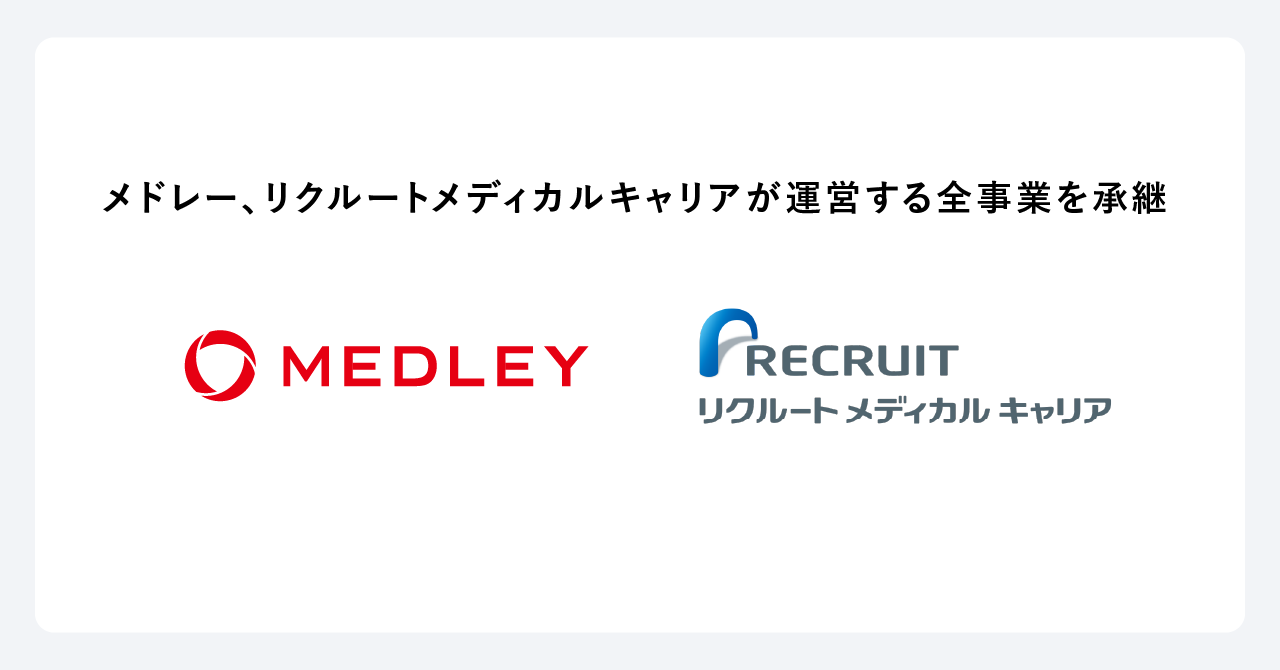 メドレー、株式会社リクルートメディカルキャリアが運営する 医師・薬剤師の採用支援サービス等の全事業を承継
