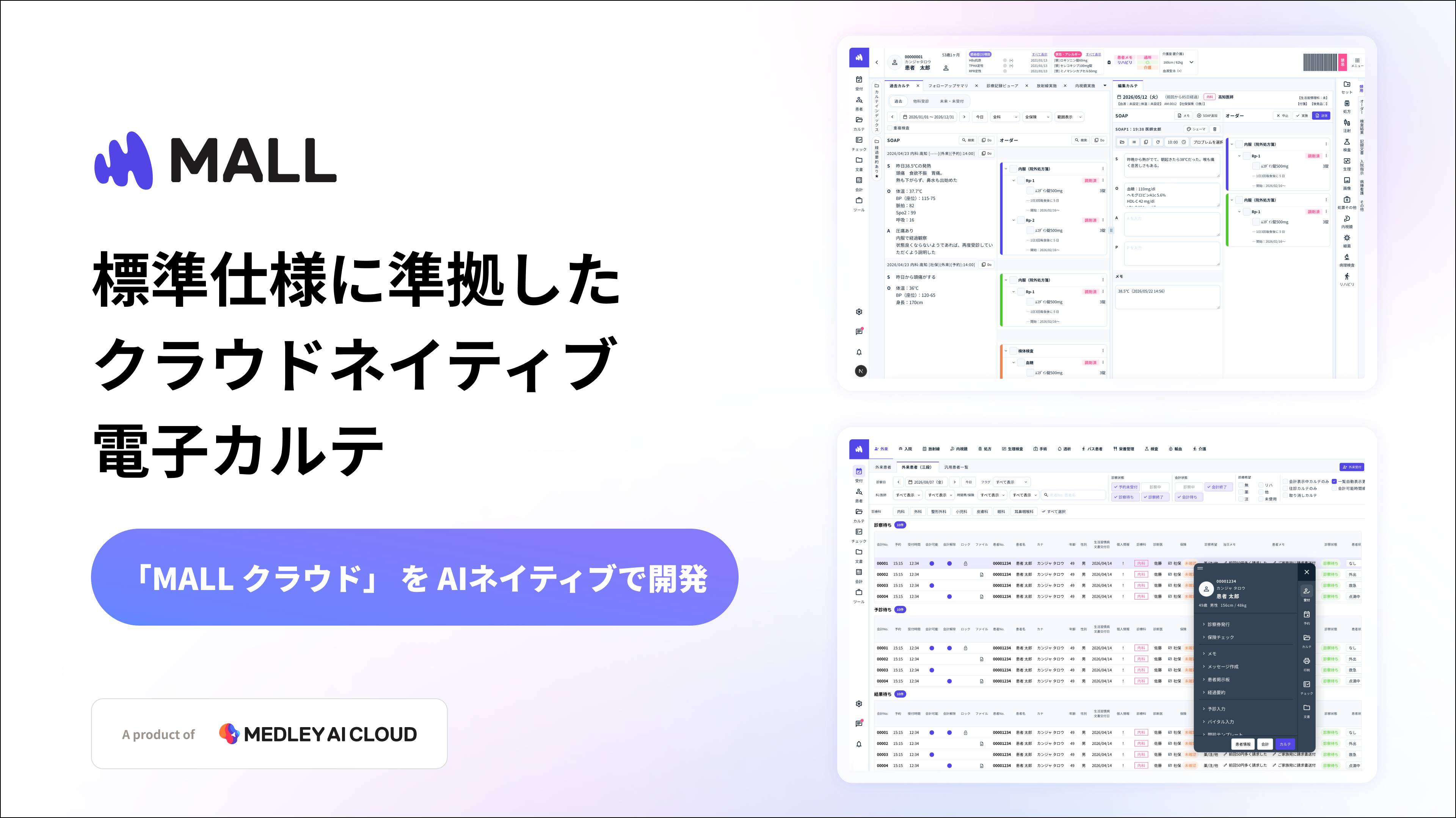 メドレー、標準仕様に準拠したクラウドネイティブ電子カルテ「MALLクラウド」をAIネイティブで開発